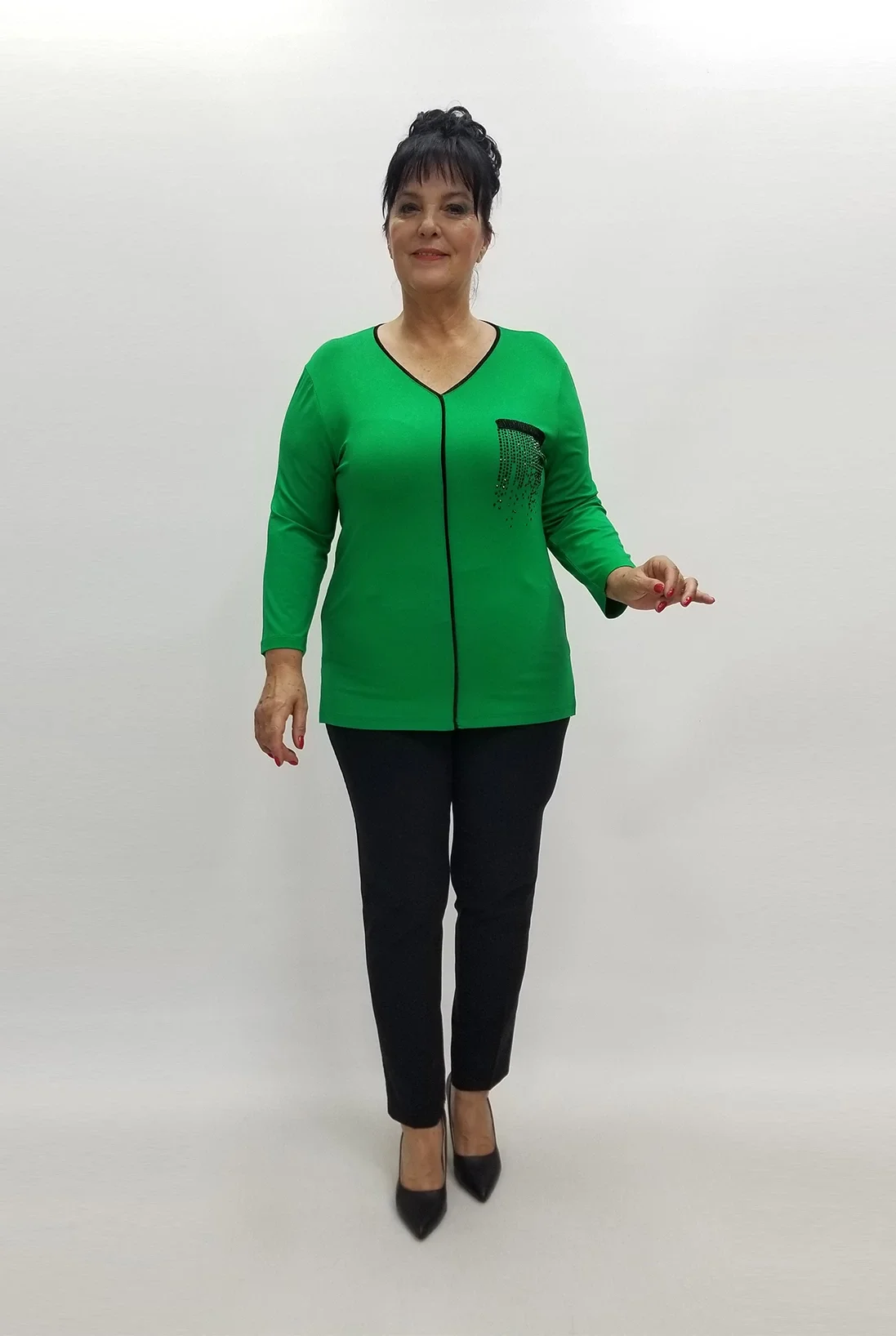 Miraggio Büyük Beden Bluz 98965 YEŞİL