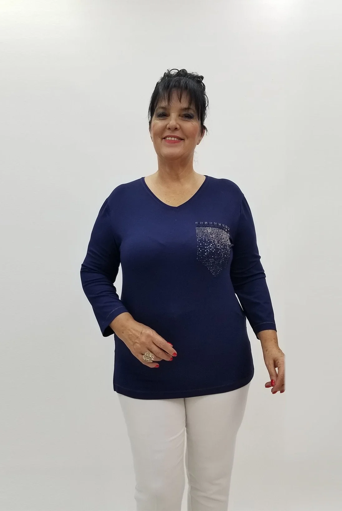 Miraggio Büyük Beden Bluz 98966 LACİVERT