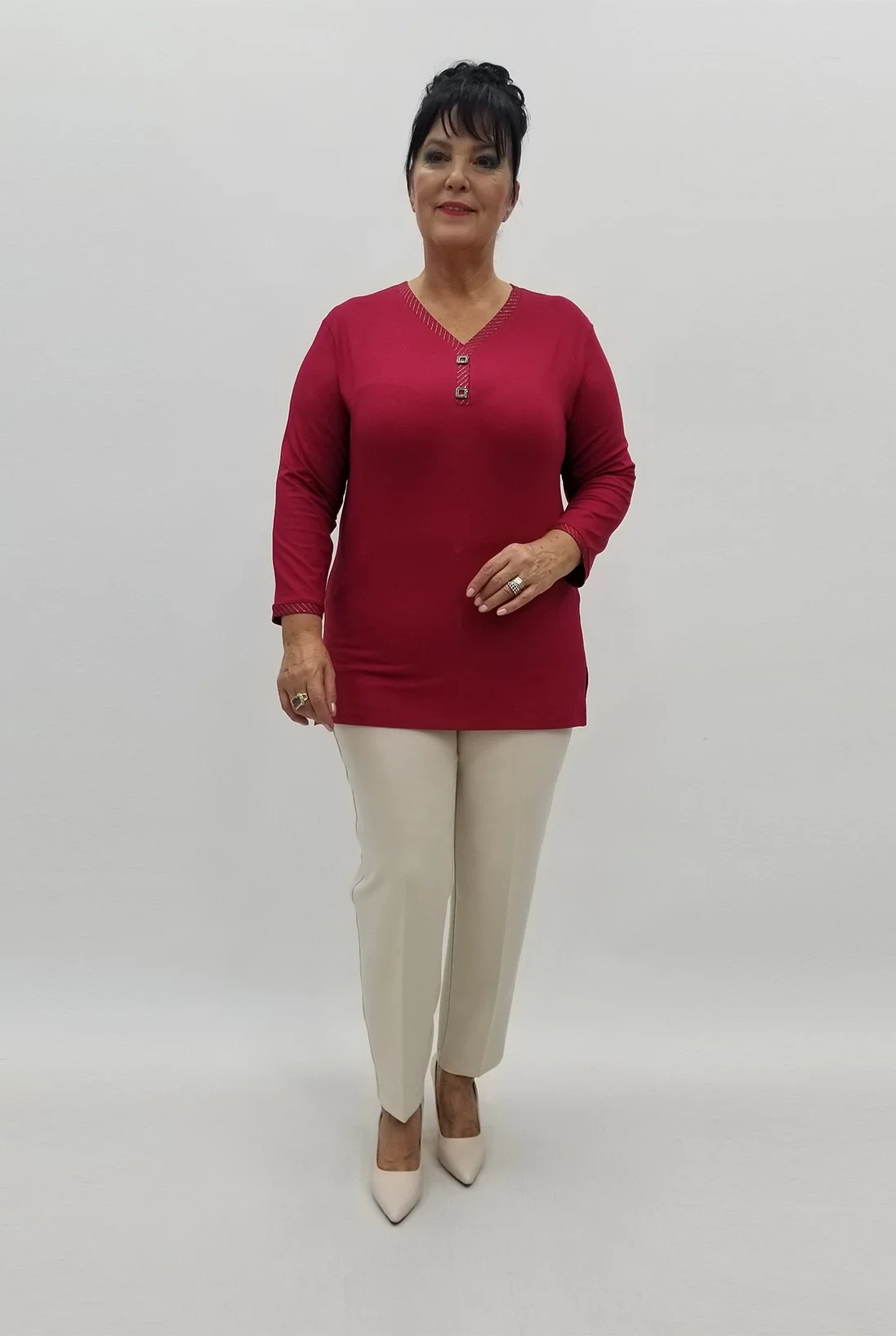 Miraggio Büyük Beden Bluz 99001 BORDO