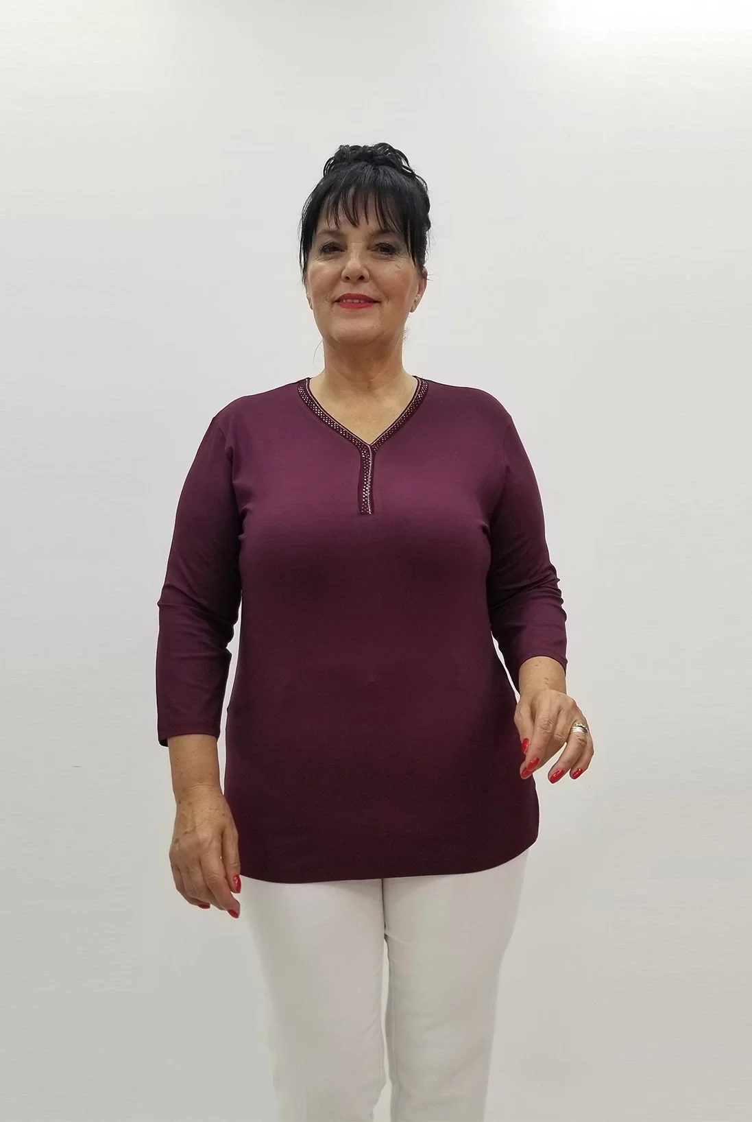 Miraggio Büyük Beden Bluz 99018 BORDO