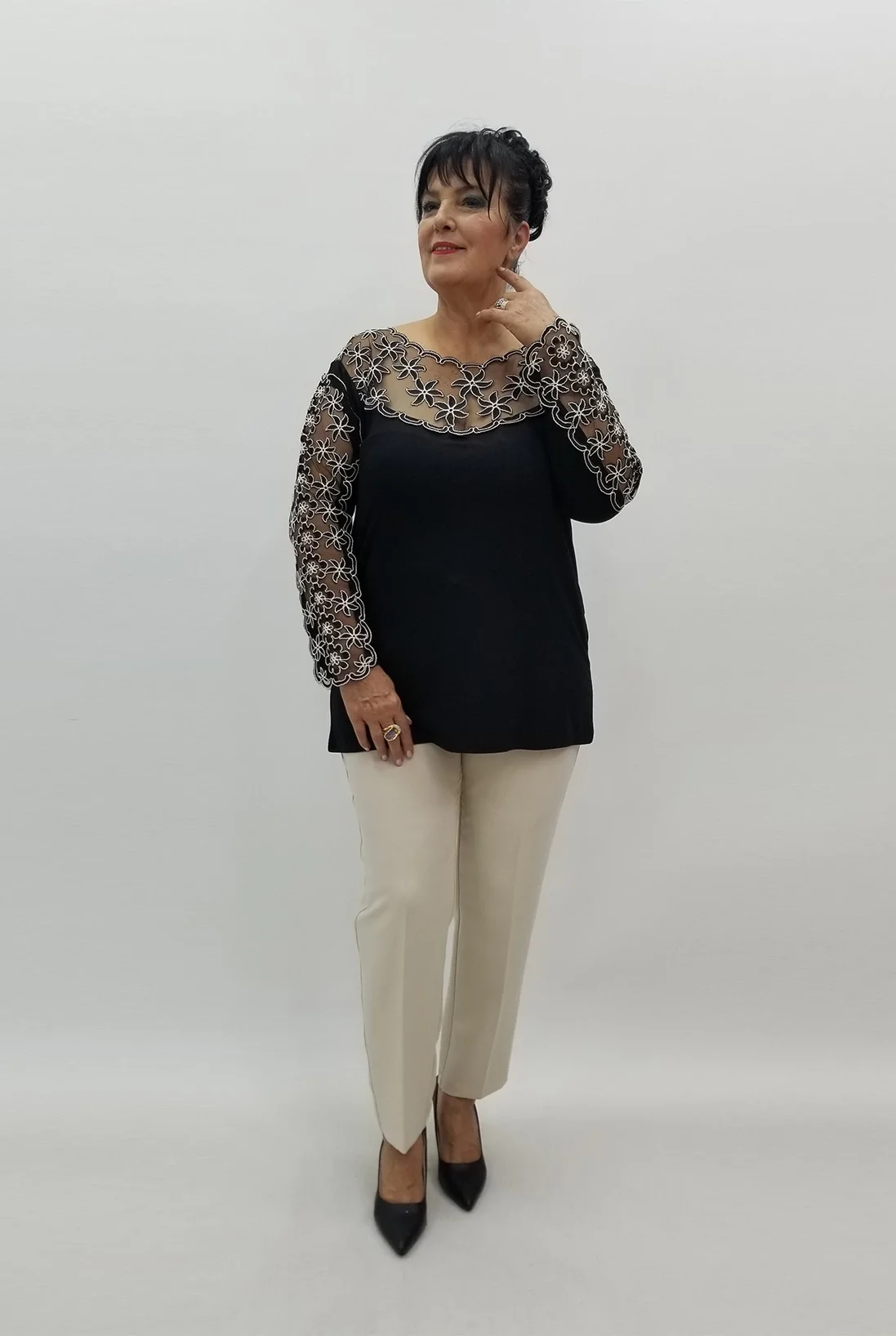 Miraggio Büyük Beden Bluz 99067 SİYAH