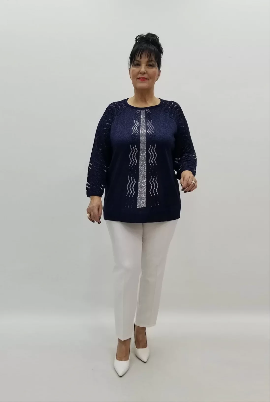 Miraggio Büyük Beden Bluz 99222 LACİVERT