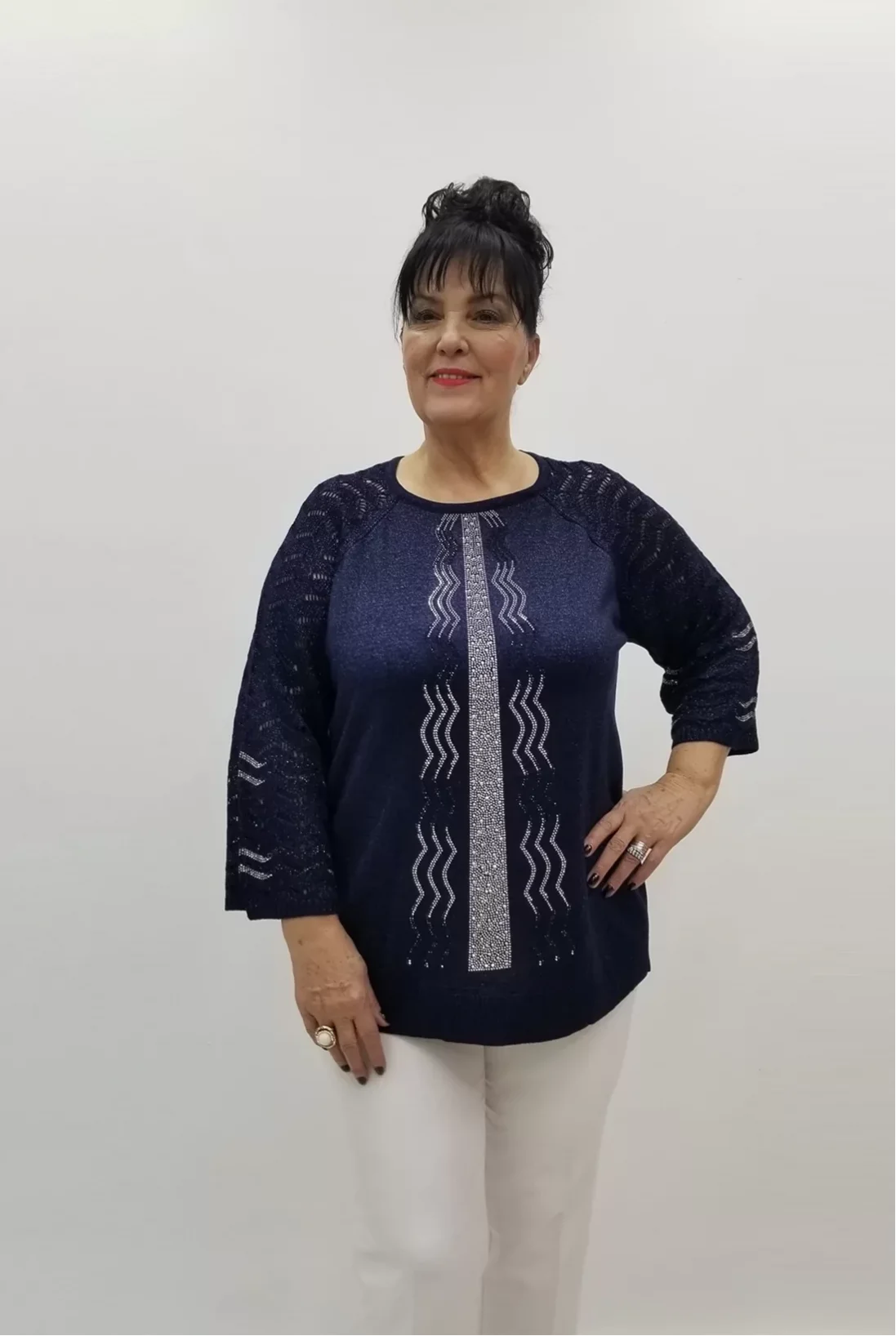 Miraggio Büyük Beden Bluz 99222 LACİVERT