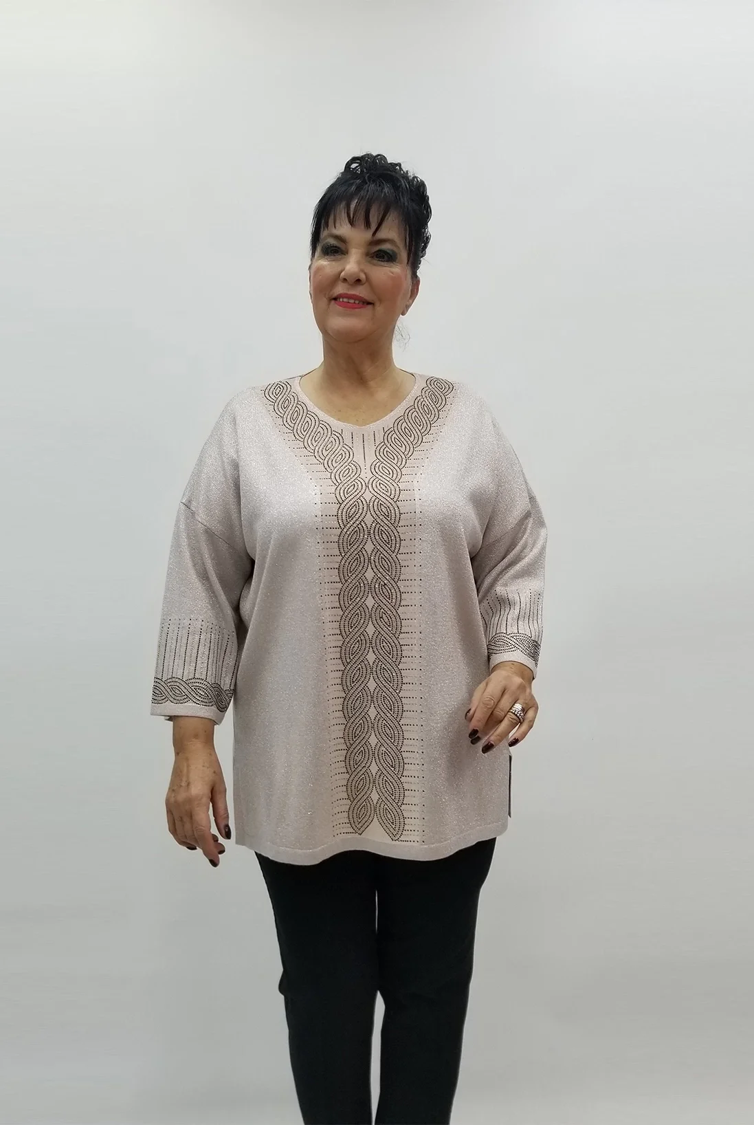 Miraggio Büyük Beden Bluz 99226 PUDRA