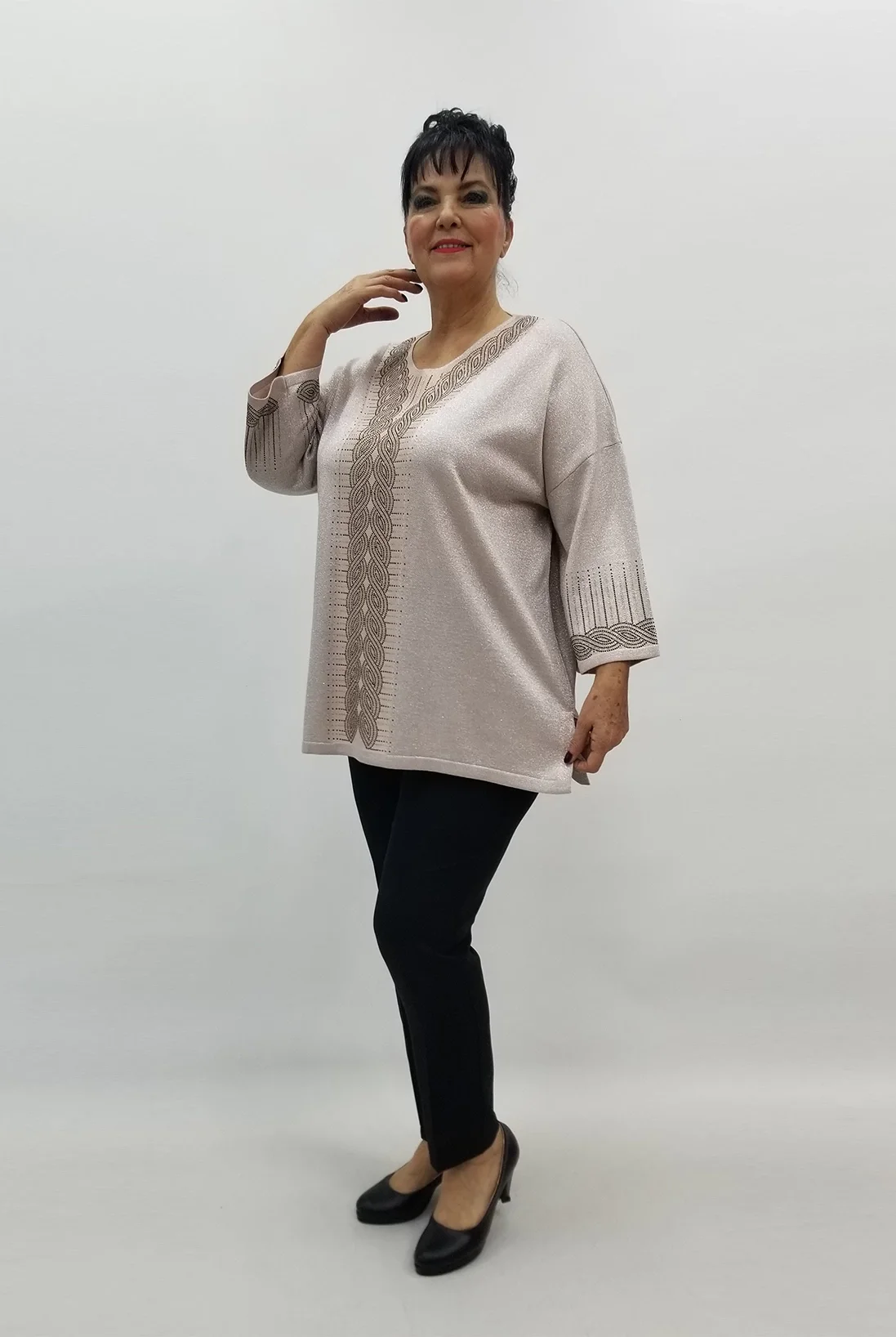 Miraggio Büyük Beden Bluz 99226 PUDRA