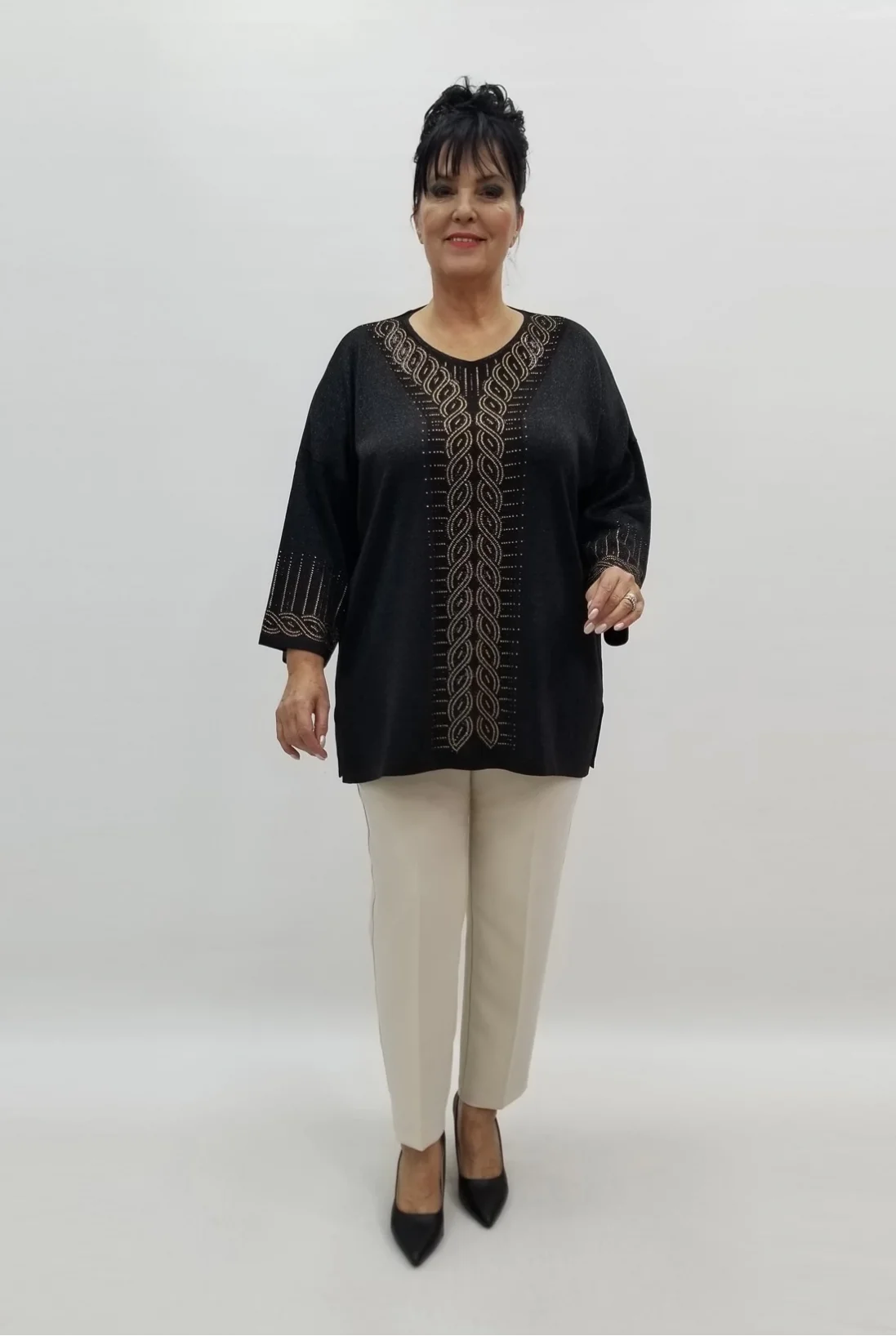 Miraggio Büyük Beden Bluz 99226 SİYAH