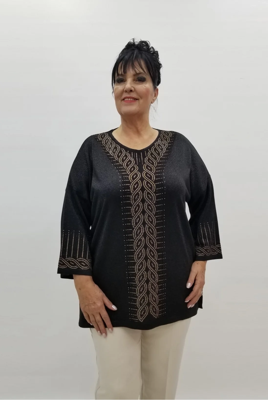 Miraggio Büyük Beden Bluz 99226 SİYAH