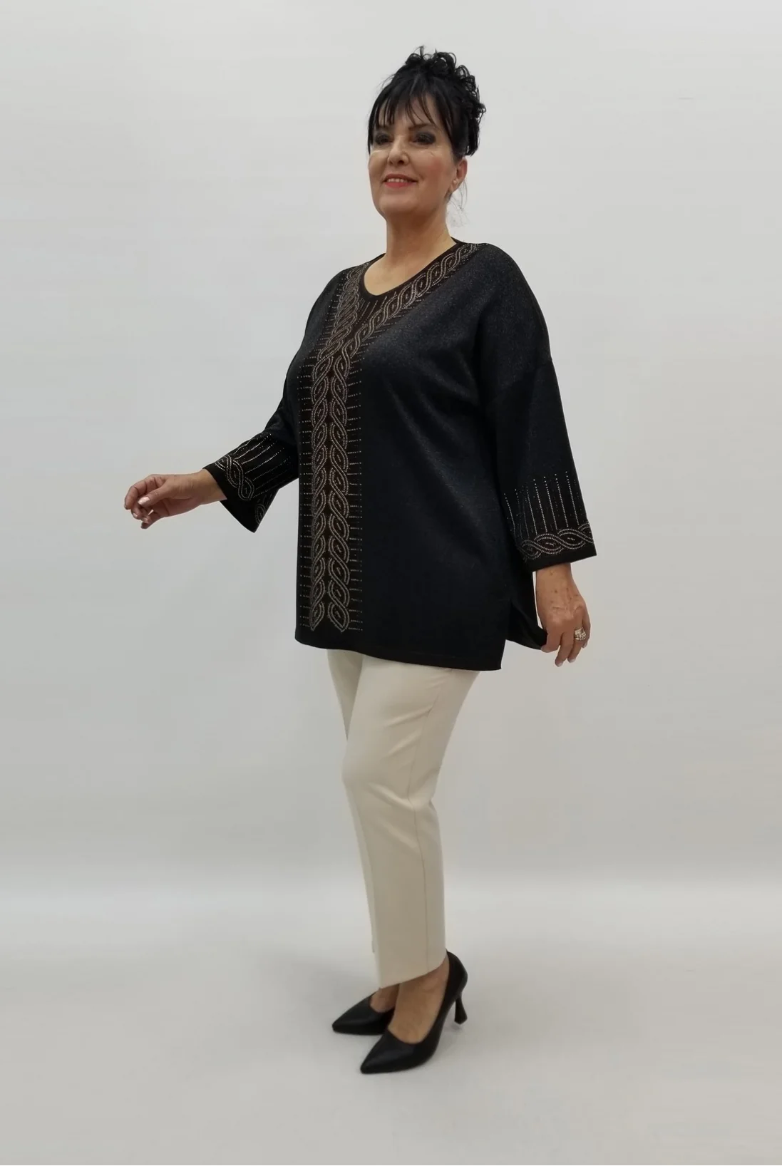 Miraggio Büyük Beden Bluz 99226 SİYAH
