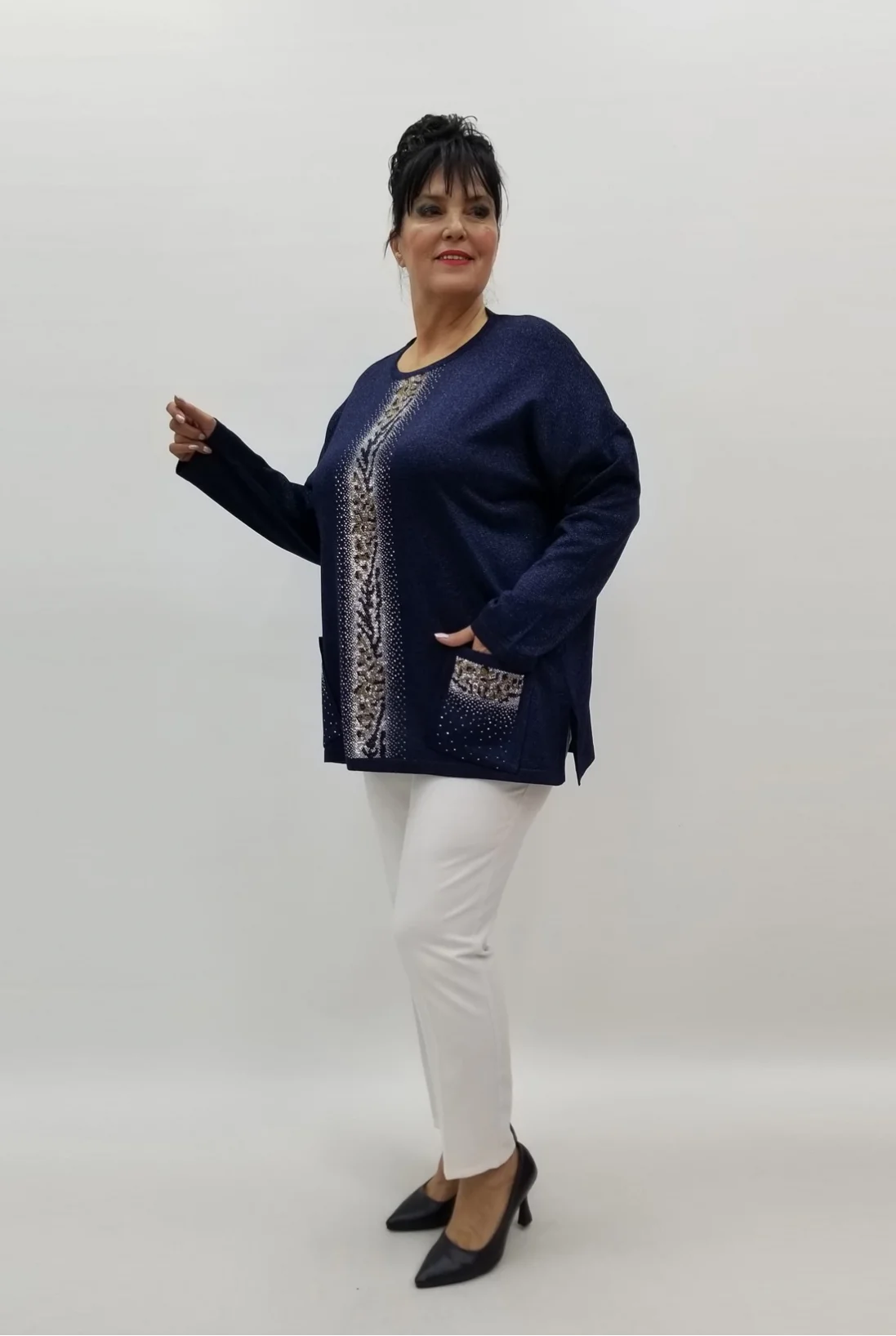 Miraggio Büyük Beden Bluz 99227 LACİVERT