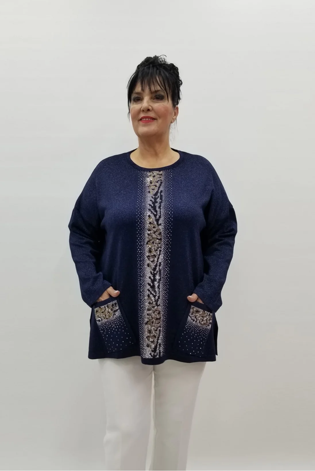 Miraggio Büyük Beden Bluz 99227 LACİVERT