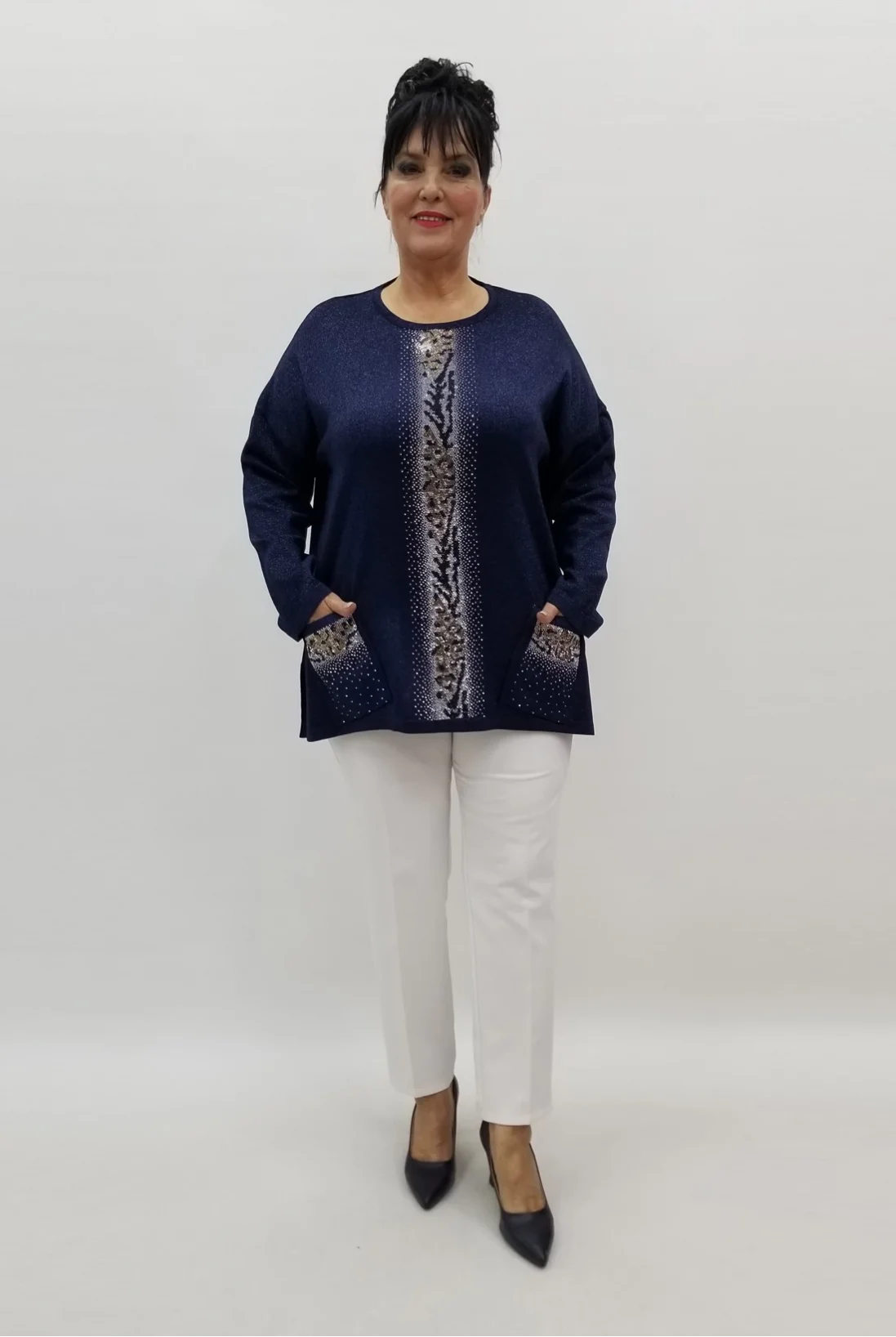 Miraggio Büyük Beden Bluz 99227 LACİVERT