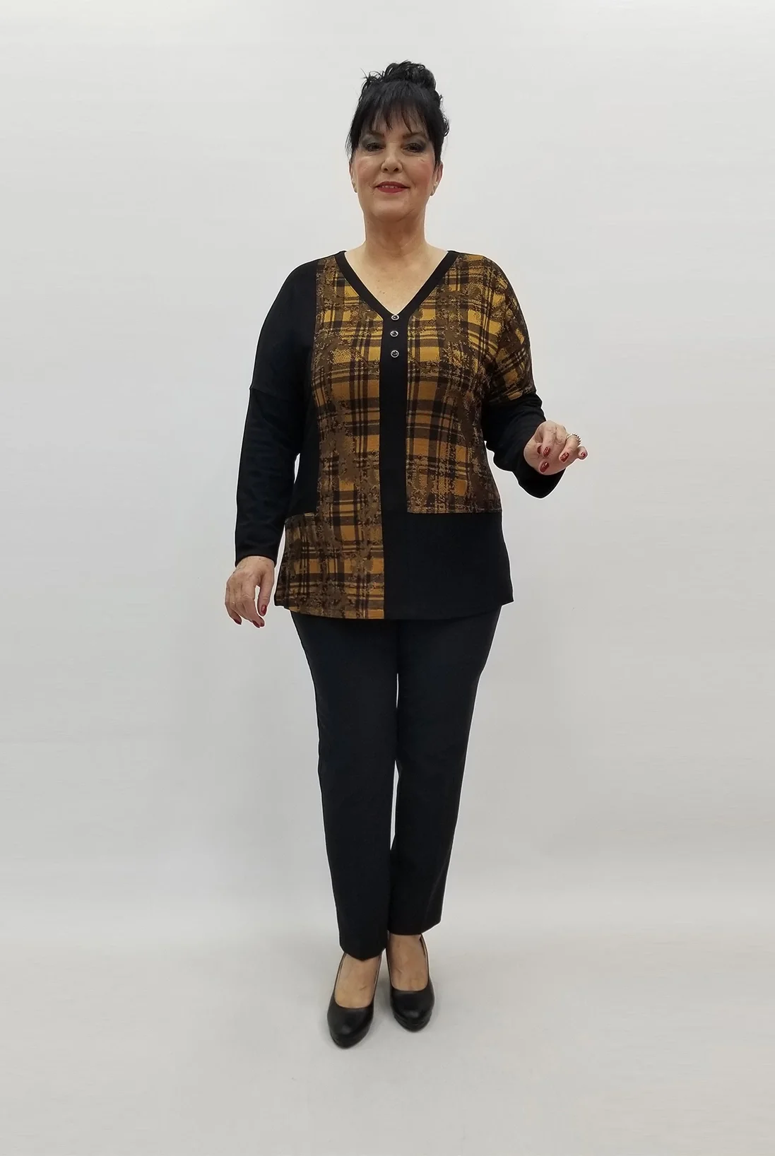 Miraggio Büyük Beden Bluz 99229 SİYAH/TABA