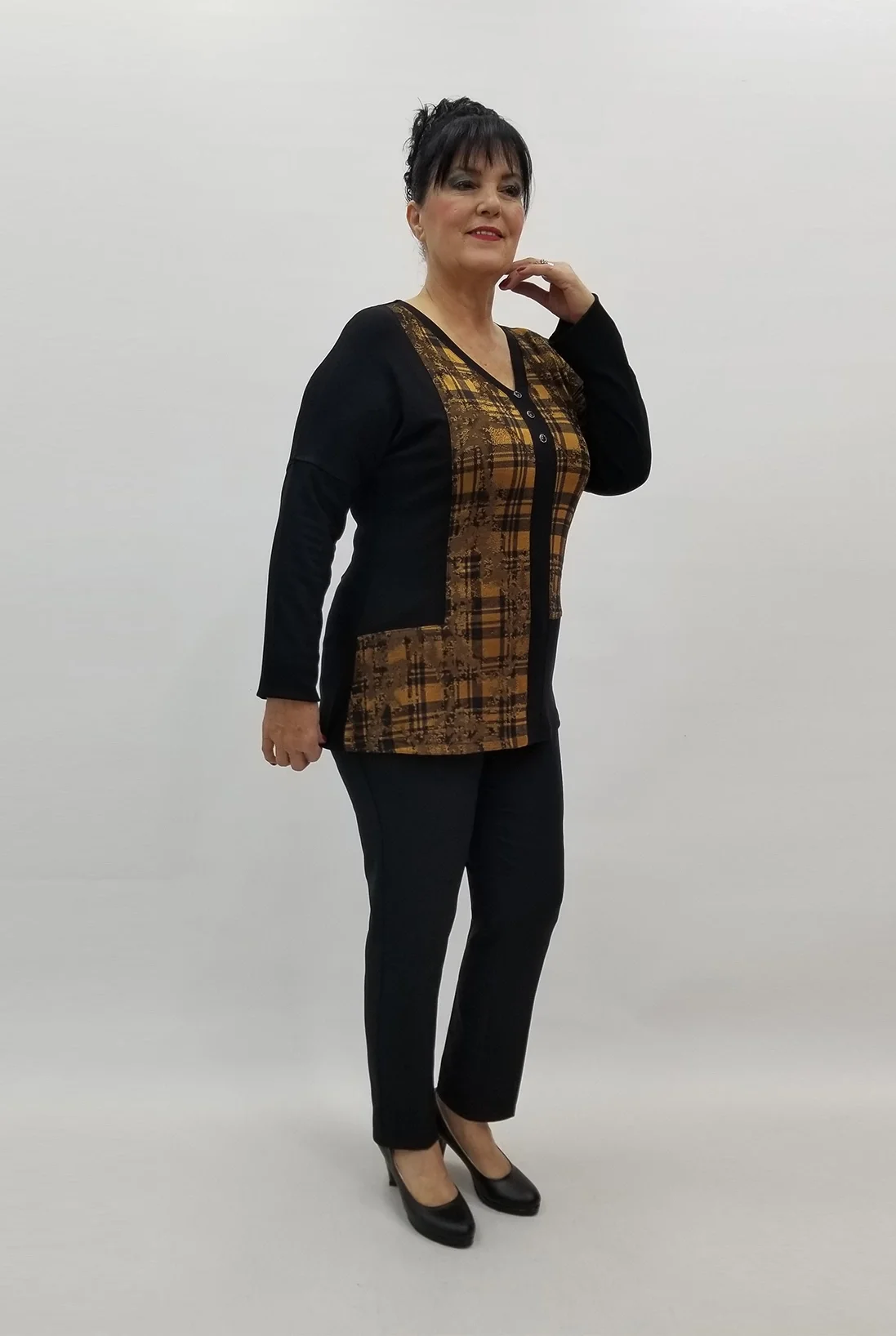 Miraggio Büyük Beden Bluz 99229 SİYAH/TABA