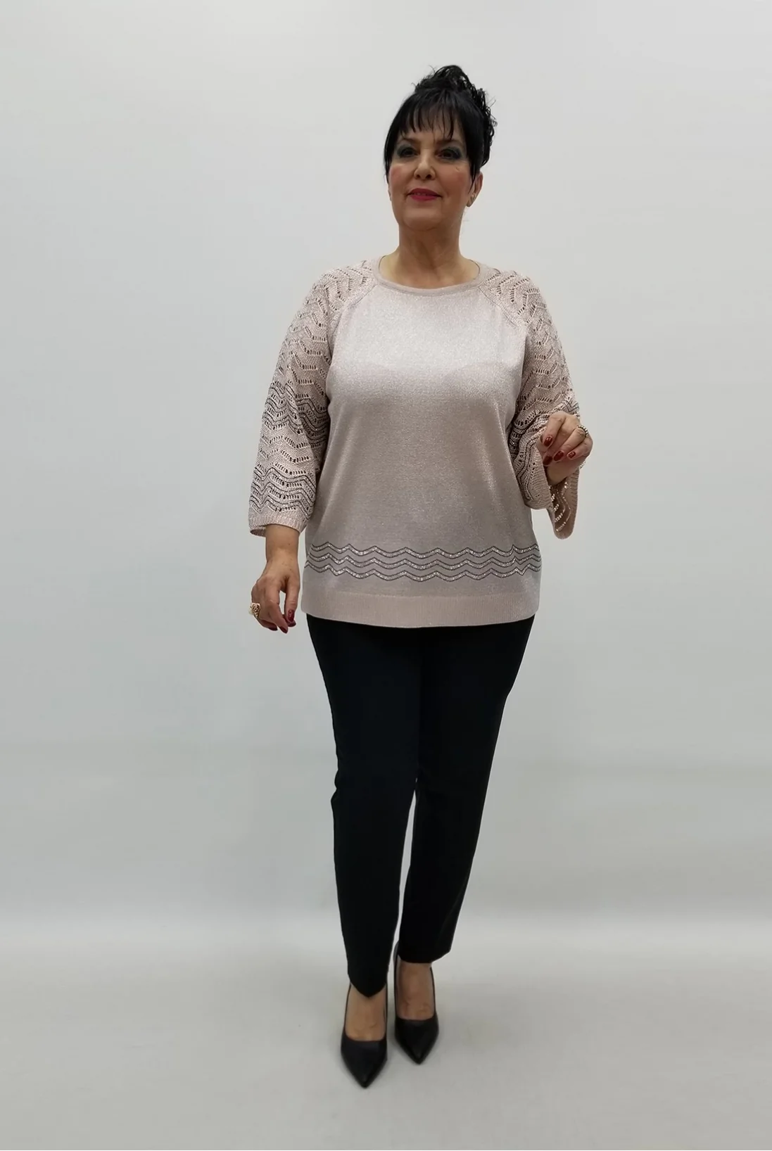 Miraggio Büyük Beden Bluz 99308 PUDRA