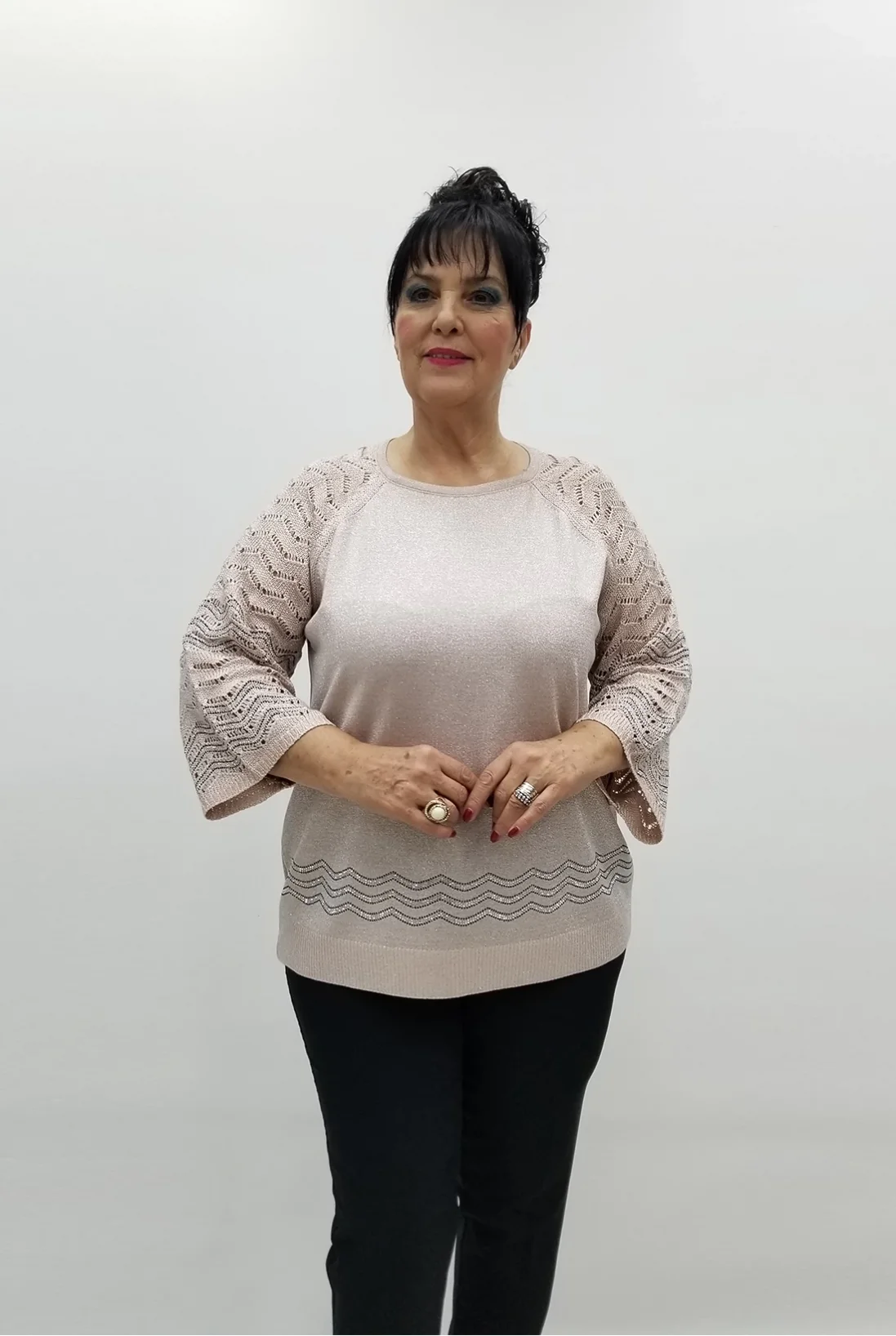 Miraggio Büyük Beden Bluz 99308 PUDRA