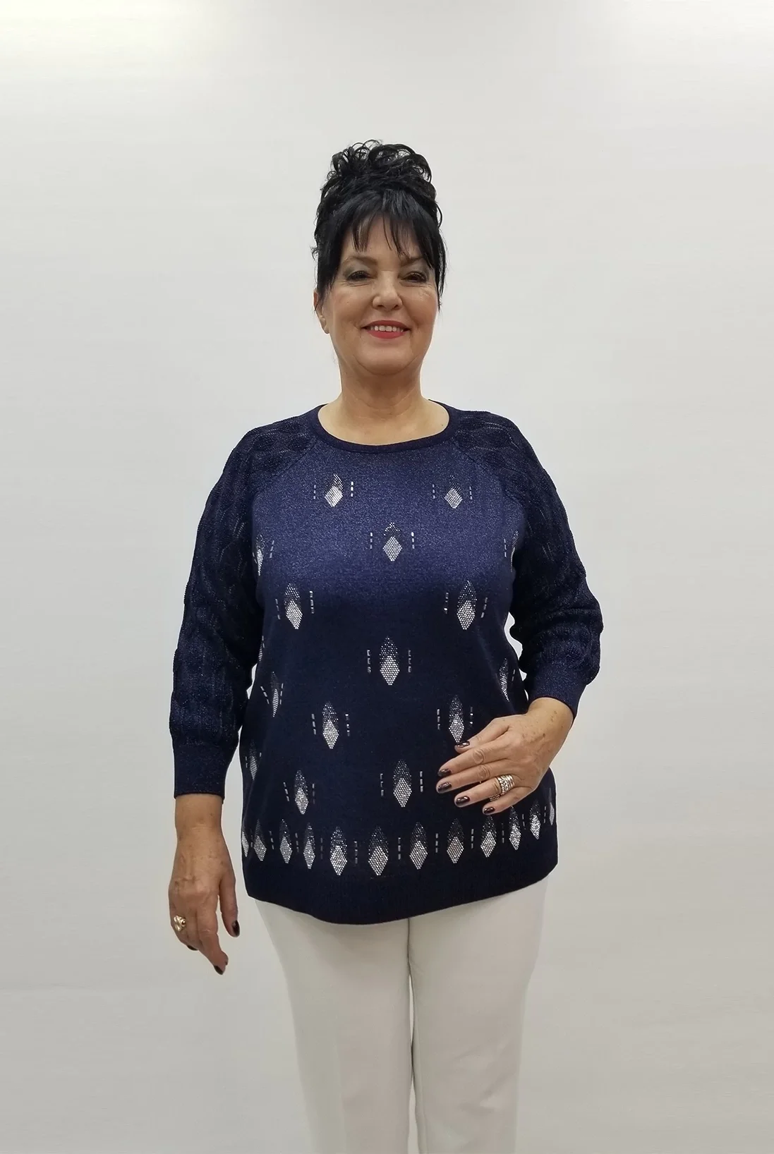 Miraggio Büyük Beden Bluz 99309 LACİVERT