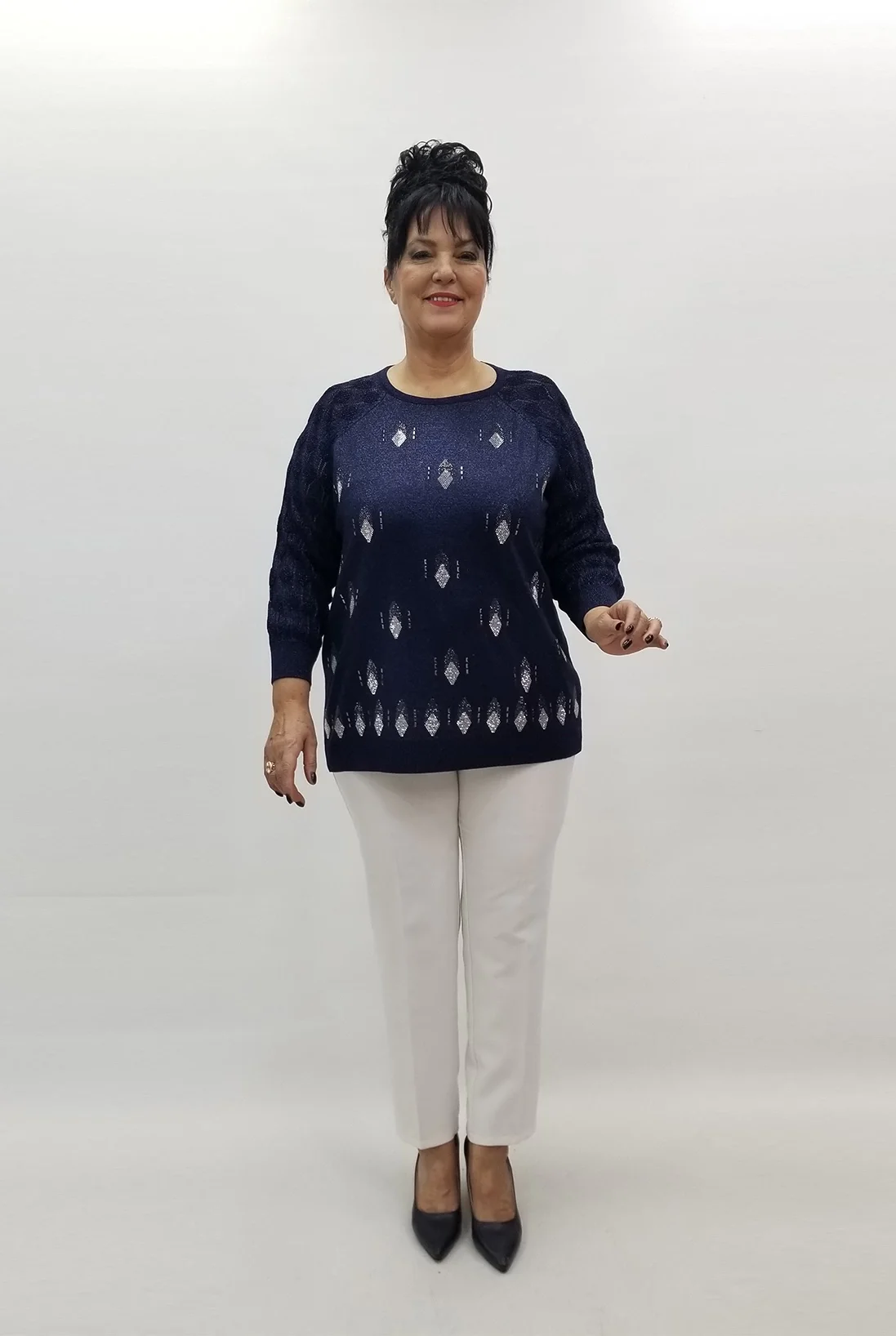 Miraggio Büyük Beden Bluz 99309 LACİVERT