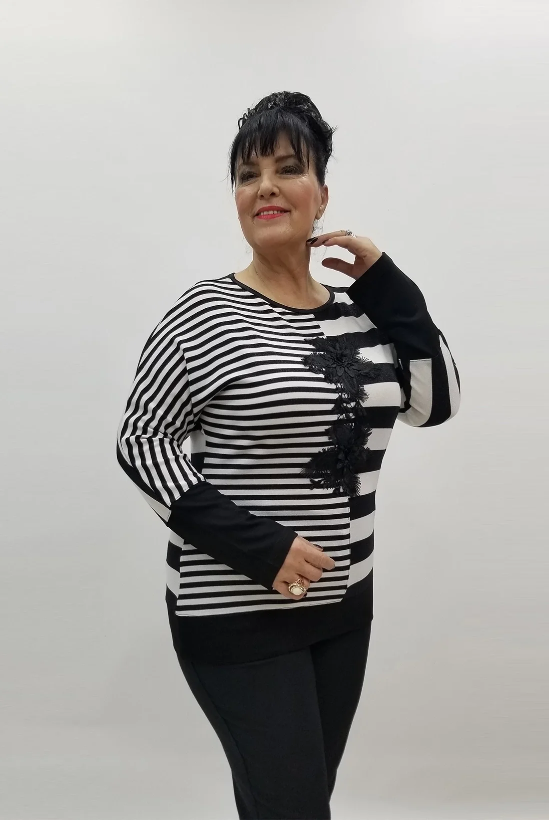 Miraggio Büyük Beden Bluz 99334 SİYAH/BEYAZ