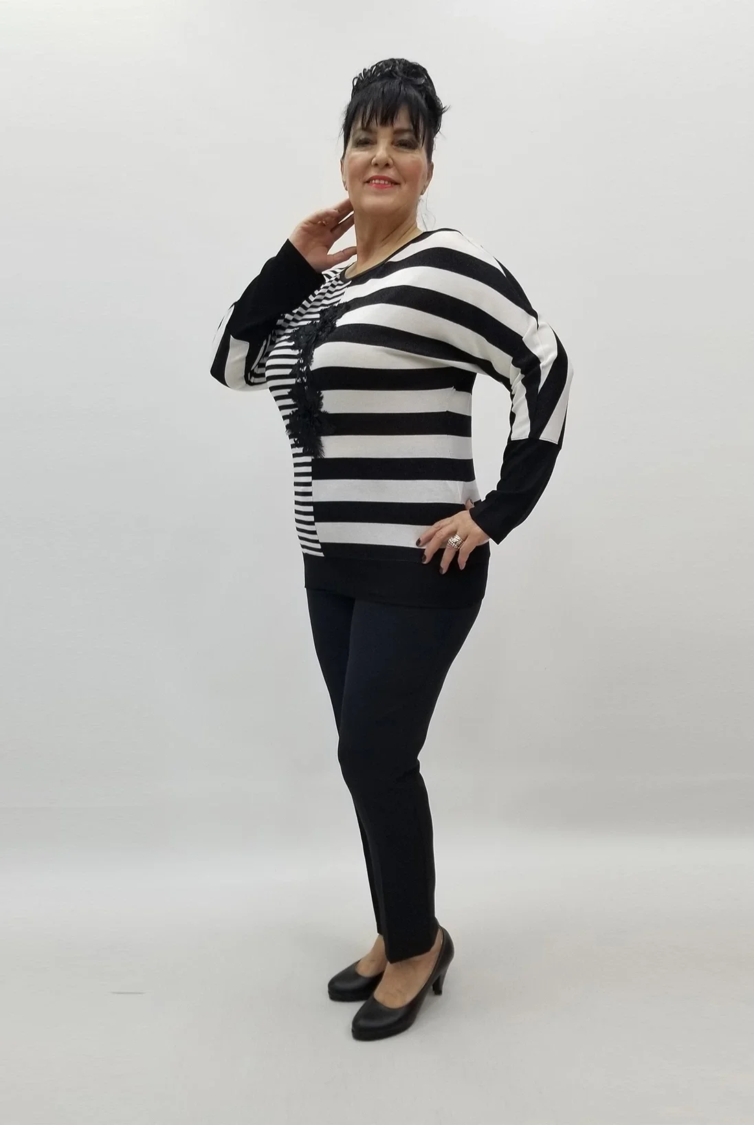 Miraggio Büyük Beden Bluz 99334 SİYAH/BEYAZ