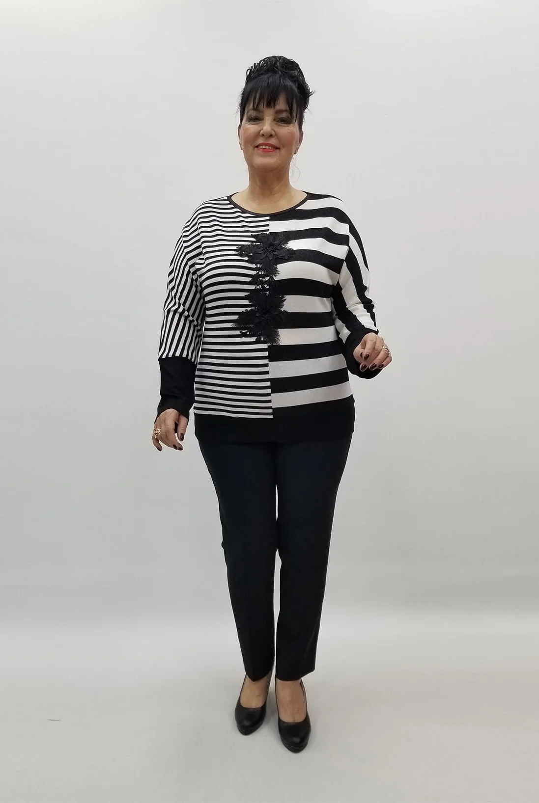 Miraggio Büyük Beden Bluz 99334 SİYAH/BEYAZ