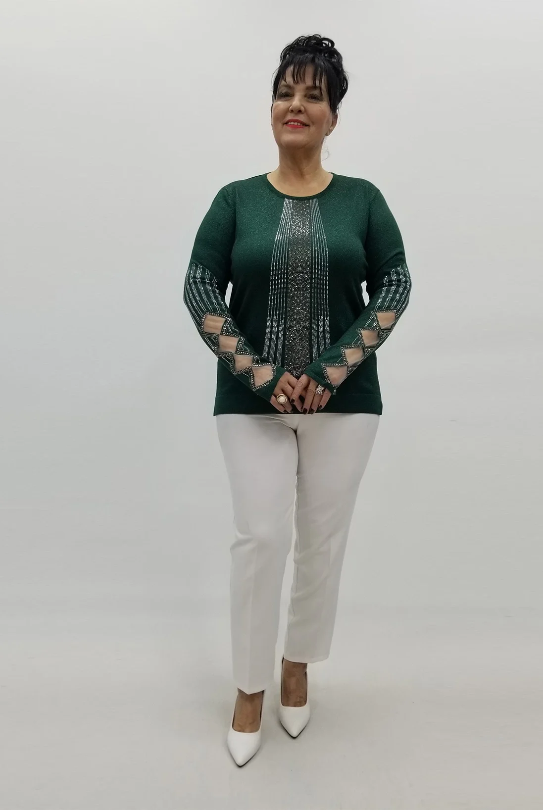 Miraggio Büyük Beden Bluz 99406 ZÜMRÜT YEŞİLİ