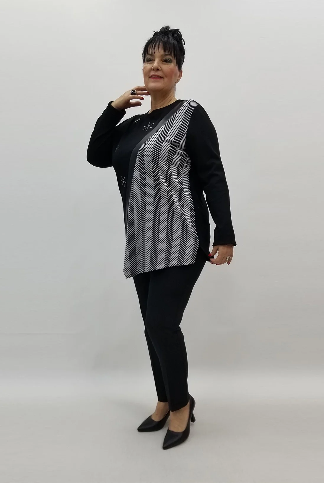 Miraggio Büyük Beden Bluz 99446 SİYAH/BEYAZ