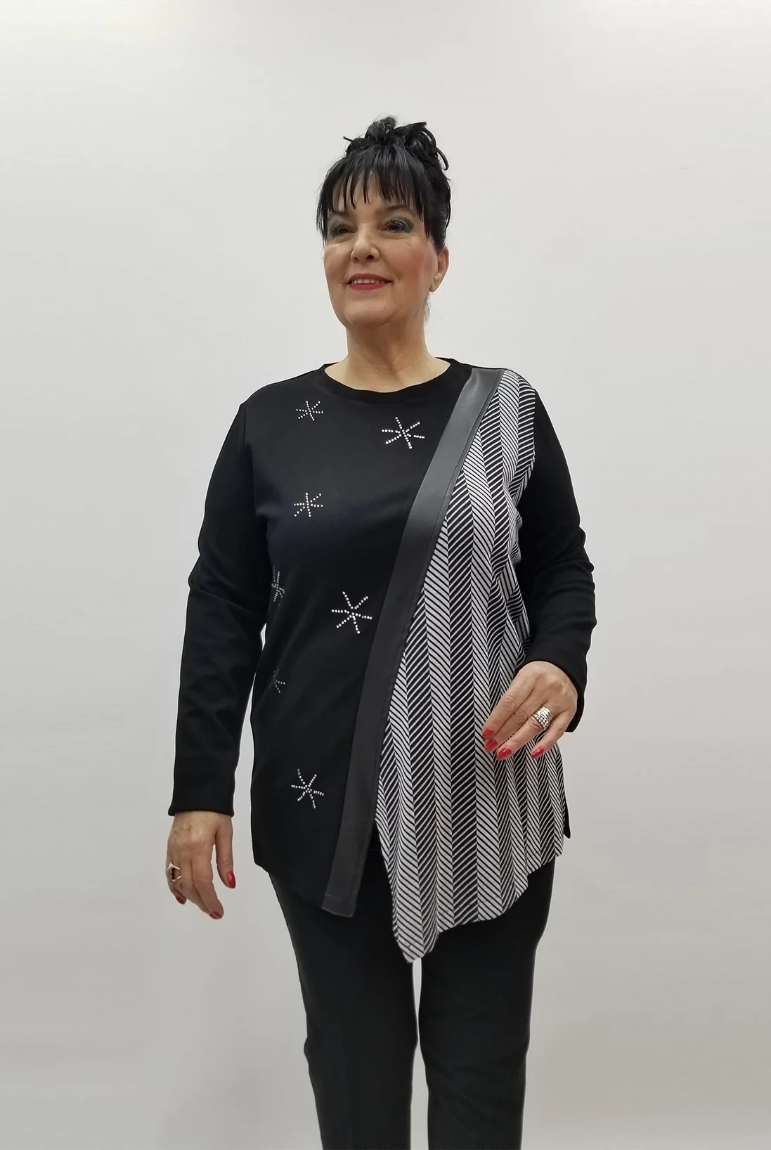 Miraggio Büyük Beden Bluz 99446 SİYAH/BEYAZ