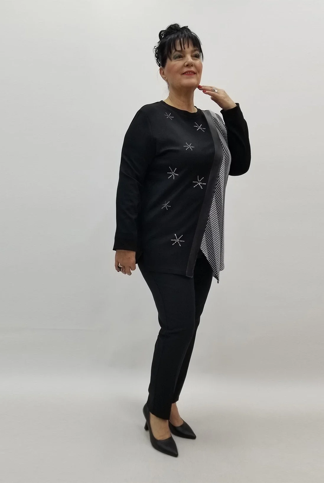 Miraggio Büyük Beden Bluz 99446 SİYAH/BEYAZ