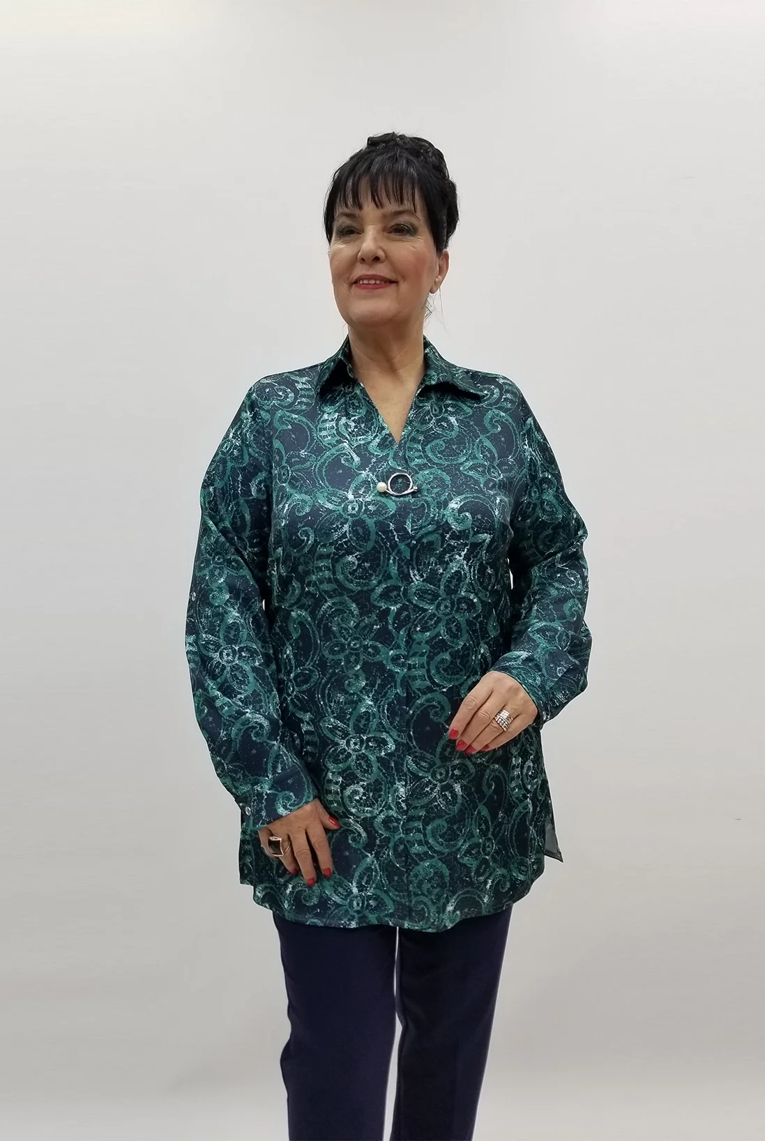 Miraggio Büyük Beden Bluz 99449 YEŞİL