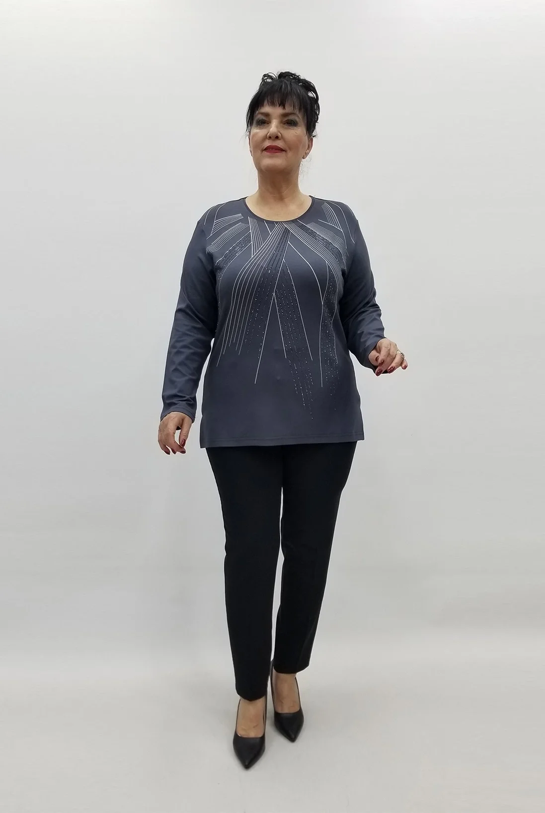 Miraggio Büyük Beden Bluz 99474 ANTRASİT