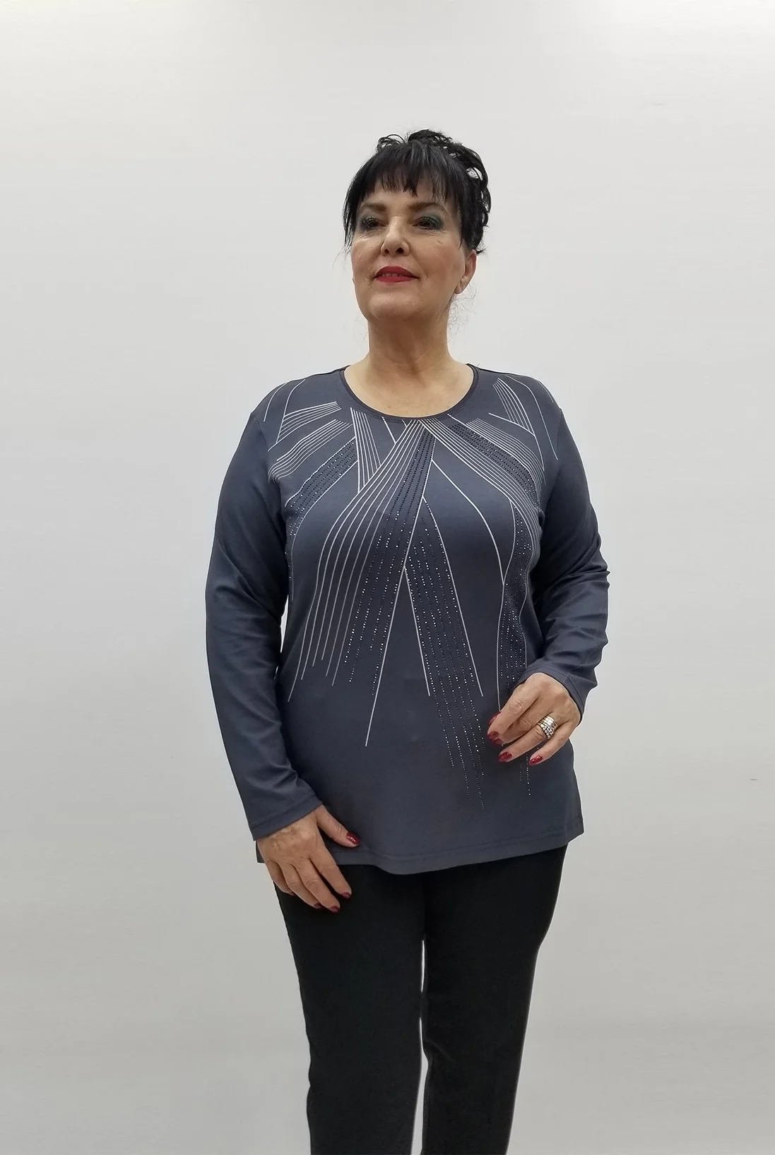 Miraggio Büyük Beden Bluz 99474 ANTRASİT