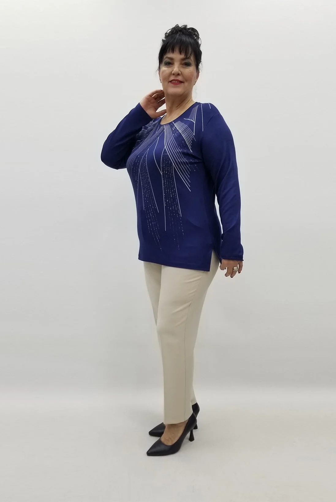 Miraggio Büyük Beden Bluz 99474 LACİVERT