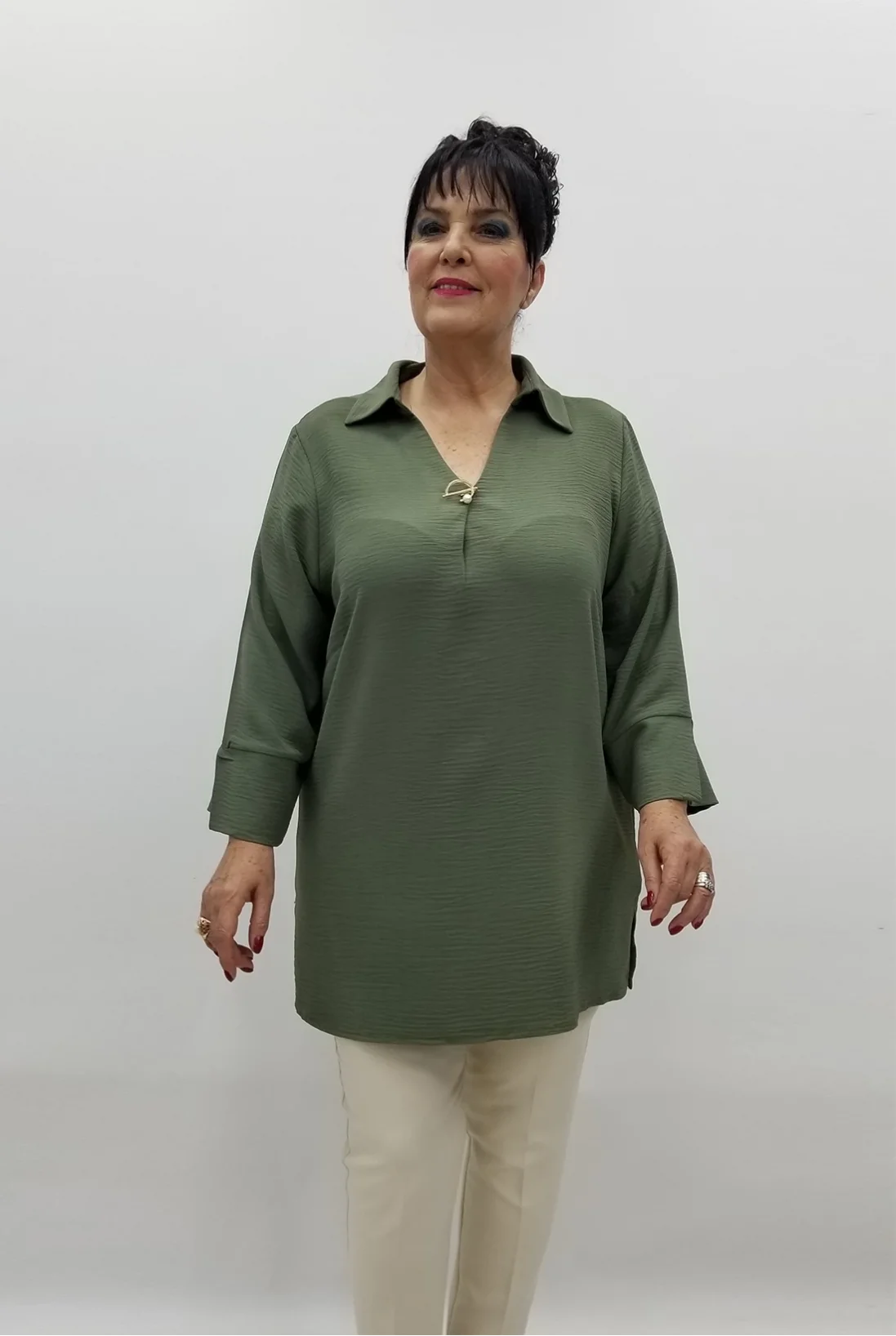 Miraggio Büyük Beden Bluz 99507 HAKİ