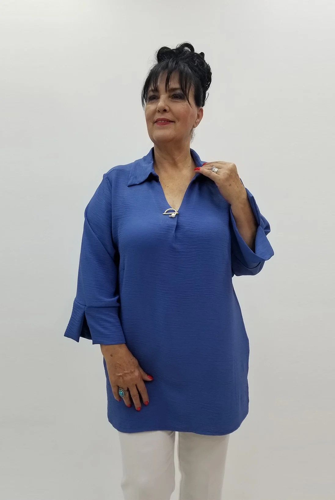 Miraggio Büyük Beden Bluz 99507 İNDİGO