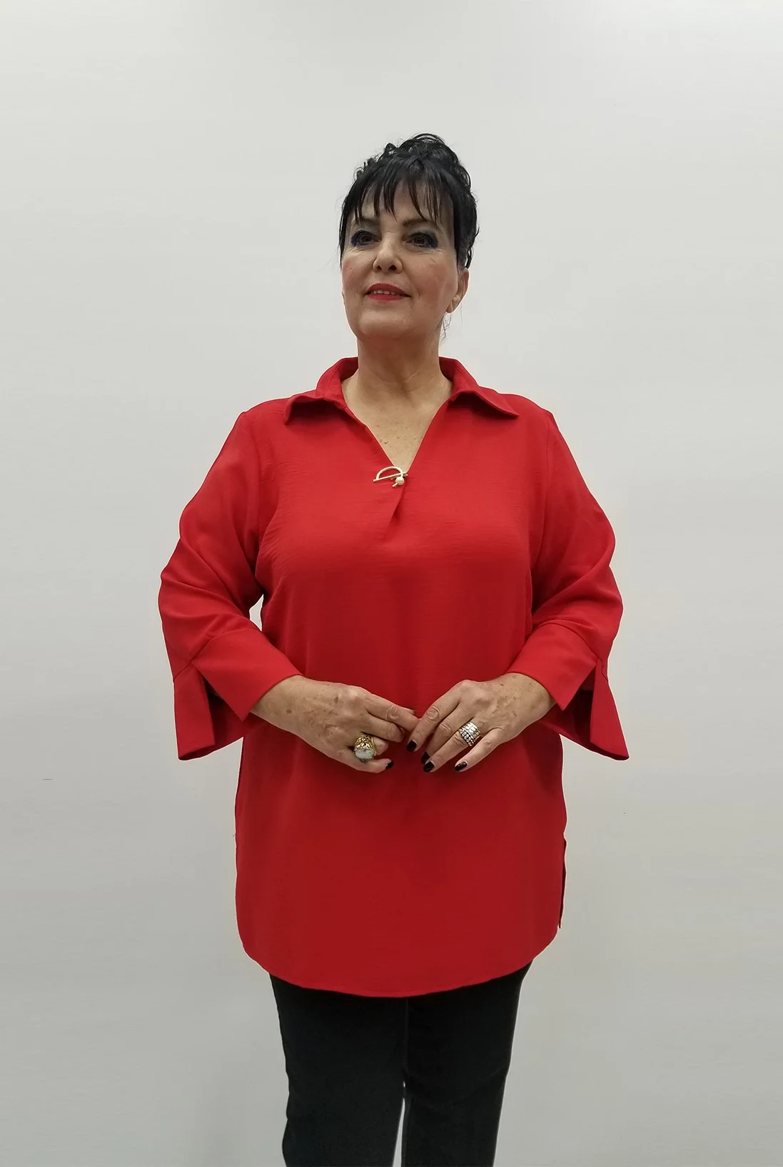 Miraggio Büyük Beden Bluz 99507 KIRMIZI