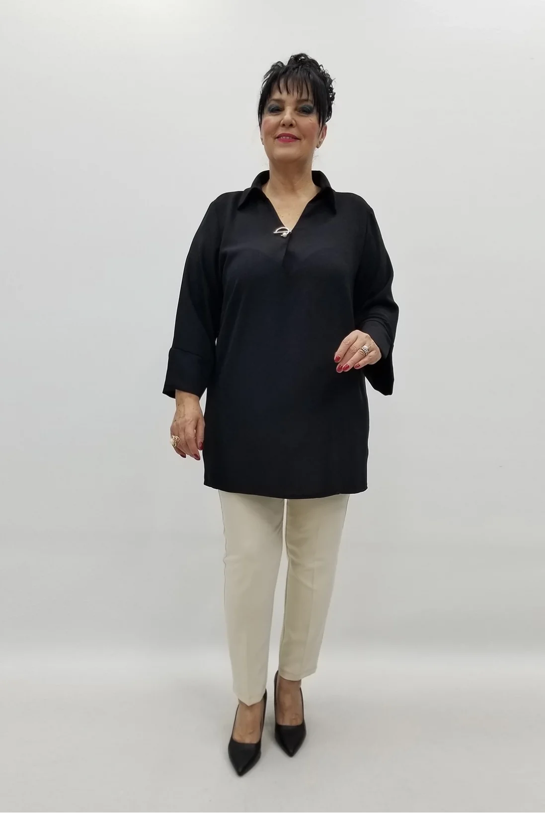 Miraggio Büyük Beden Bluz 99507 SİYAH