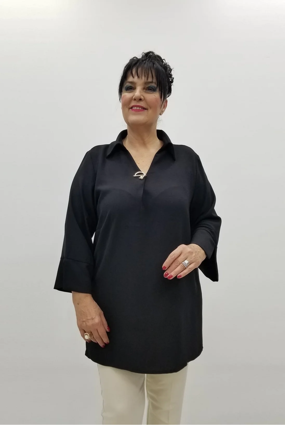 Miraggio Büyük Beden Bluz 99507 SİYAH