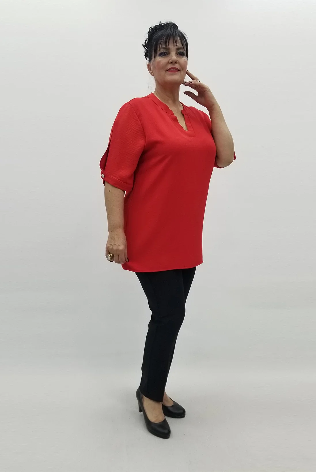 Miraggio Büyük Beden Bluz 99512 KIRMIZI