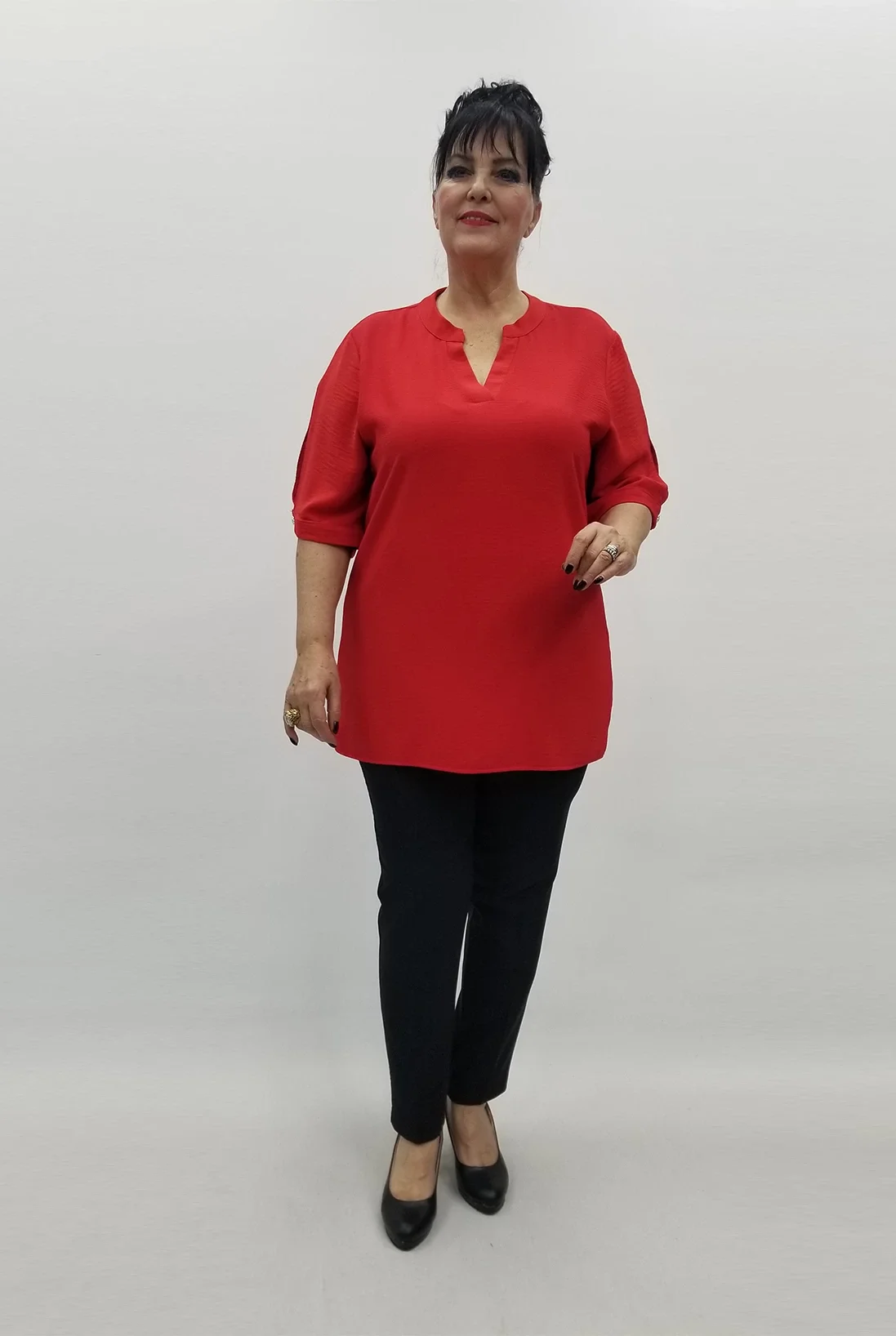 Miraggio Büyük Beden Bluz 99512 KIRMIZI