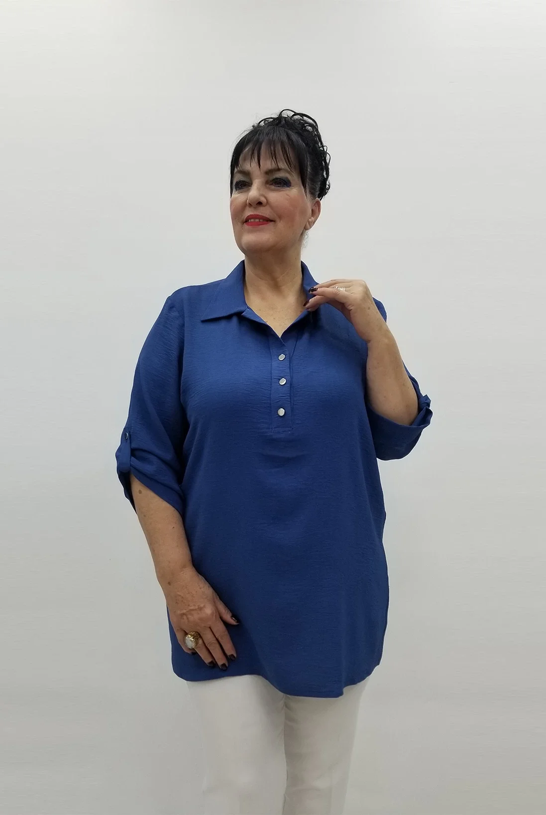 Miraggio Büyük Beden Bluz 99513 İNDİGO