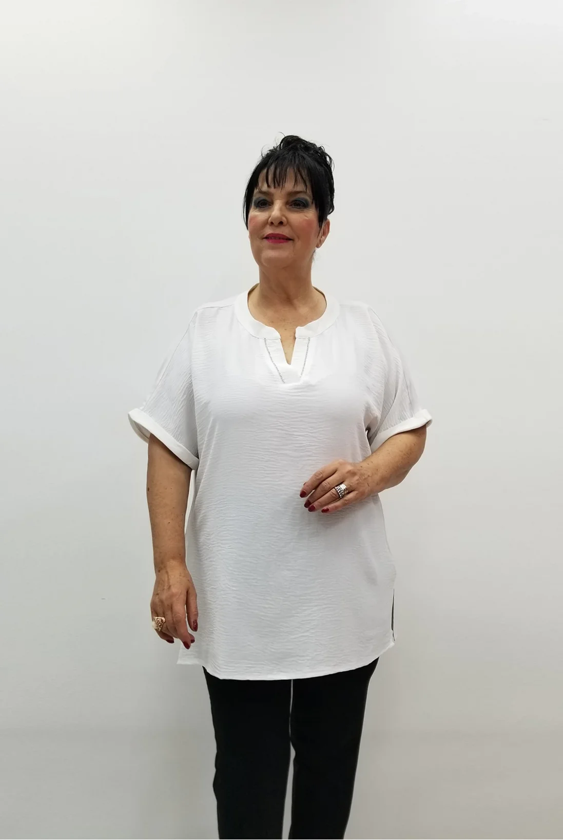 Miraggio Büyük Beden Bluz 99514 BEYAZ