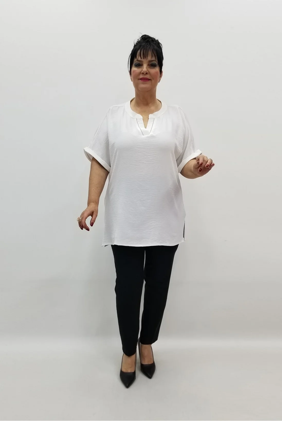 Miraggio Büyük Beden Bluz 99514 BEYAZ