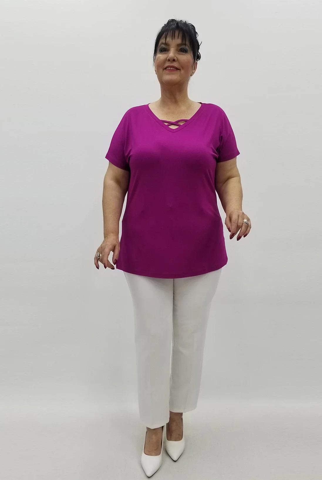 Miraggio Büyük Beden Bluz 99547 FUŞYA