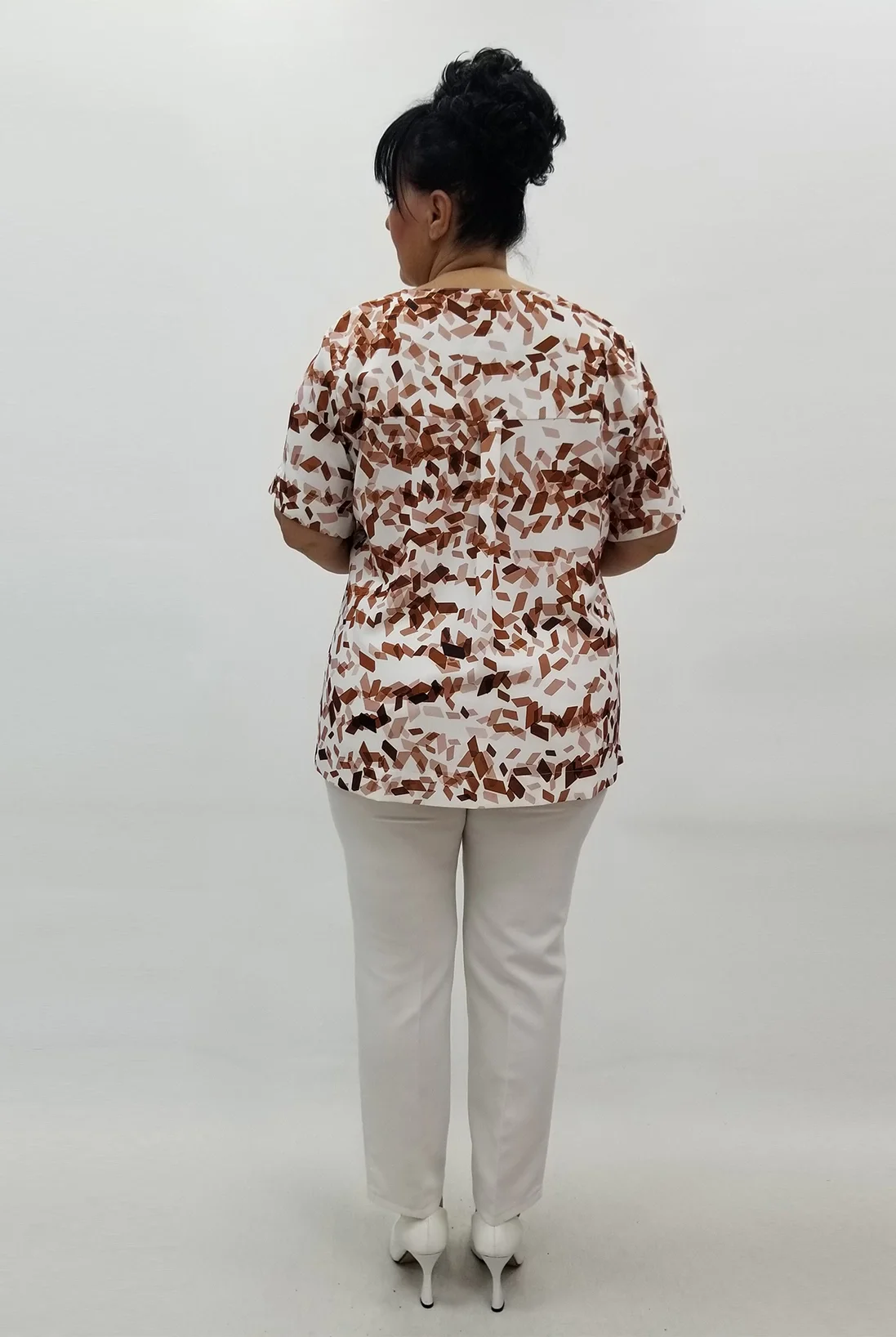 Miraggio Büyük Beden Bluz 99578 BEYAZ/TABA