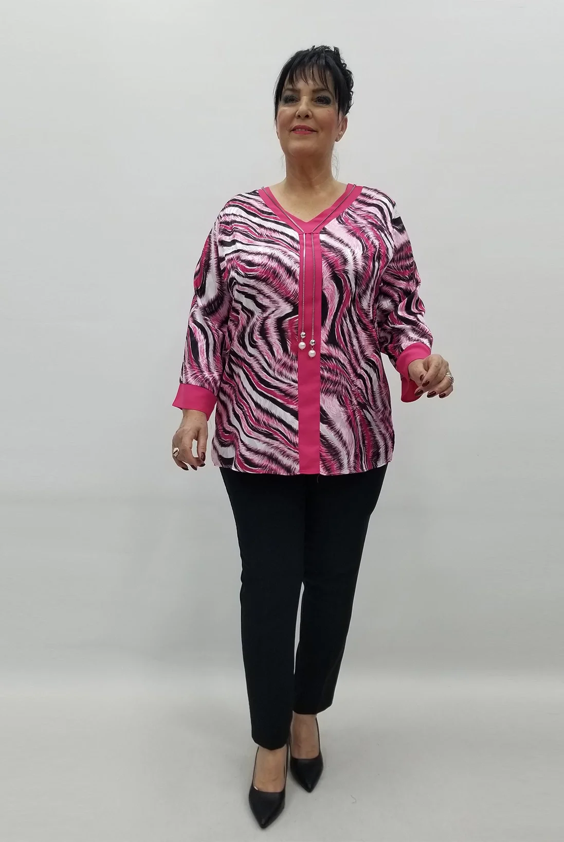 Miraggio Büyük Beden Bluz 99580 FUŞYA