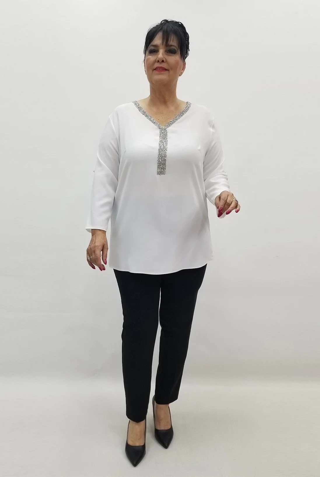 Miraggio Büyük Beden Bluz 99601 BEYAZ