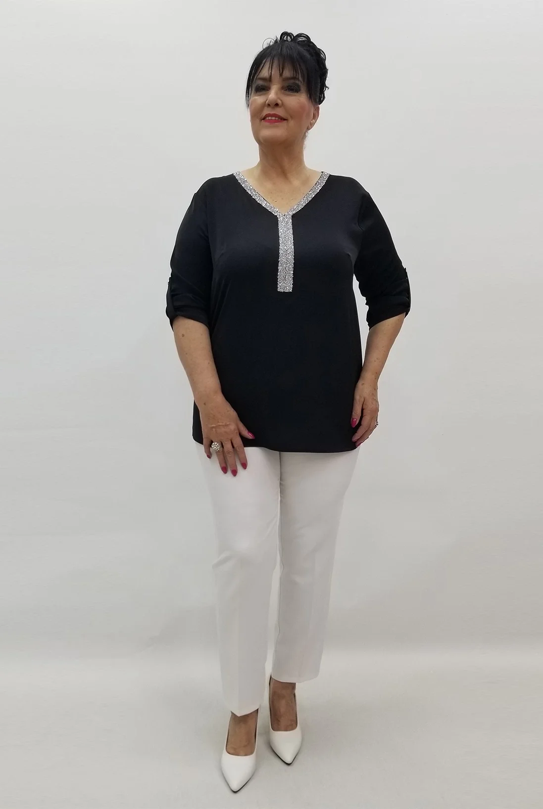 Miraggio Büyük Beden Bluz 99601 SİYAH