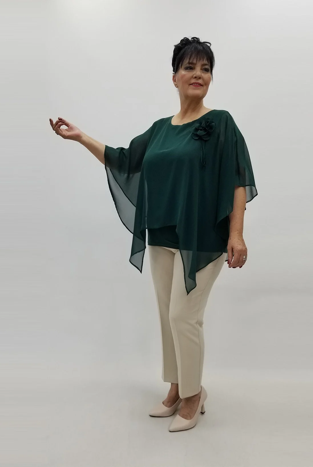 Miraggio Büyük Beden Bluz 99604 ZÜMRÜT YEŞİLİ