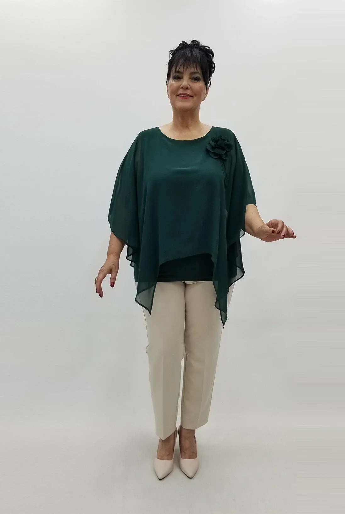 Miraggio Büyük Beden Bluz 99604 ZÜMRÜT YEŞİLİ