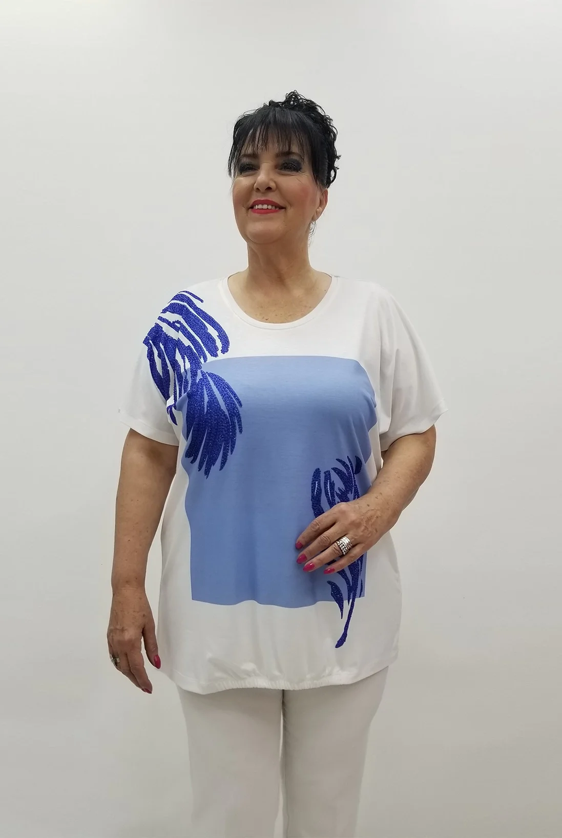 Miraggio Büyük Beden Bluz 99612 BEYAZ/SAKS